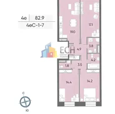 Продам трехкомнатную квартиру вторичку 82.0 м² этаж 7/16 город Москва метро ЗИЛ улица Архитектора Щусева 5к/1 «ЗИЛАРТ» жилой комплекс муниципальный округ Даниловский